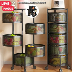 [COMPRE 1 LEVE 2] Fruteira Articulada Multiuso 5 em 1 + BRINDE: Porta Tempero Giratório