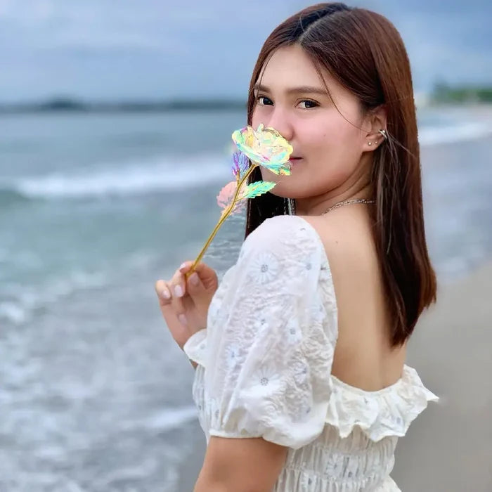 Rosa Galáxia Banhada a Ouro - Pague 1 e Leve 5 de BRINDE - O Presente Perfeito!