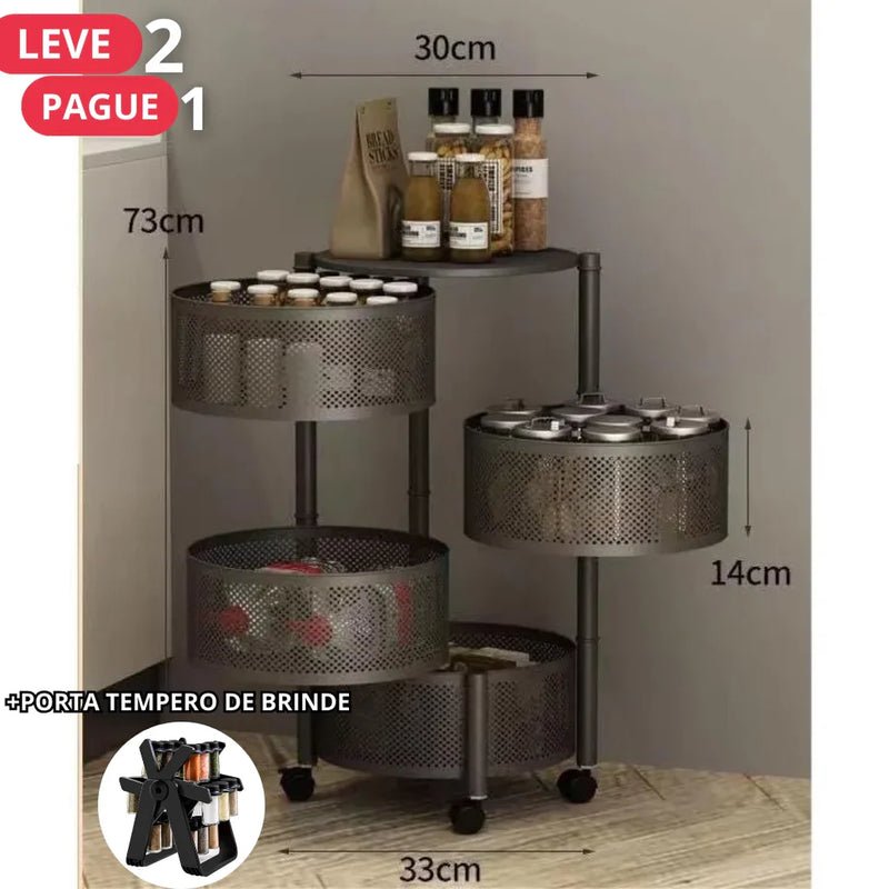 [COMPRE 1 LEVE 2] Fruteira Articulada Multiuso 5 em 1 + BRINDE: Porta Tempero Giratório