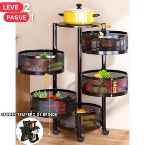 [COMPRE 1 LEVE 2] Fruteira Articulada Multiuso 5 em 1 + BRINDE: Porta Tempero Giratório