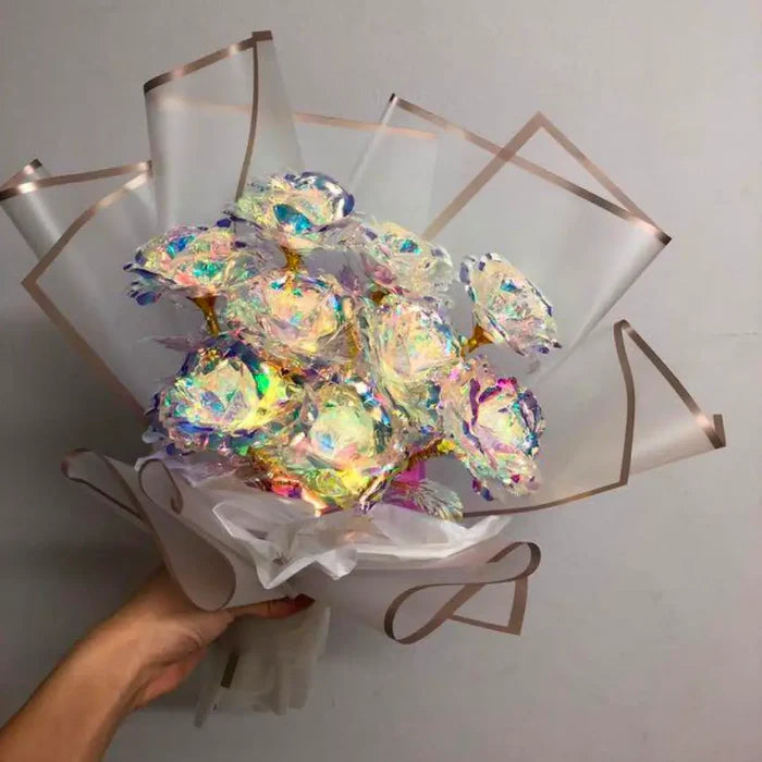 Rosa Galáxia Banhada a Ouro - Pague 1 e Leve 5 de BRINDE - O Presente Perfeito!