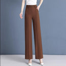 Calças Femininas Lavina de Cintura Alta com Botões Frontais em Poliéster e Seda Gelo