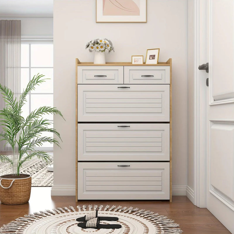 Armário de Sapatos com 3 Portas e 2 Gavetas