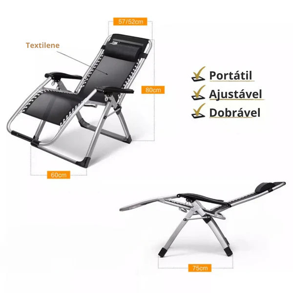 OrtoComfort© Max – Cadeira Dobrável Super Reforçada (150kg) + Brindes